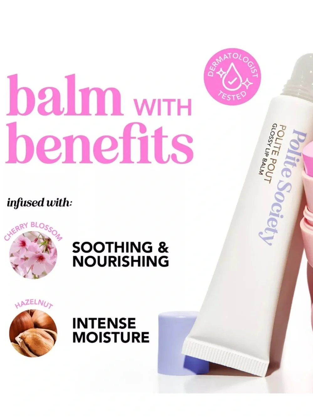 Polite Society Polite Pout Glossy Lip Balm in Coconut Cream 0.5oz BRAND NEW